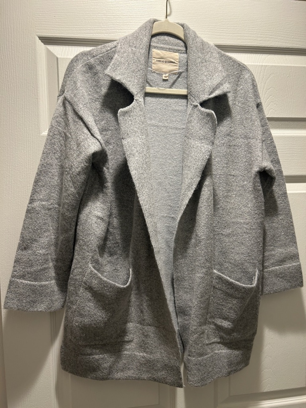 Thread & Supply Heather Gray Open-Front Knit Cardigan